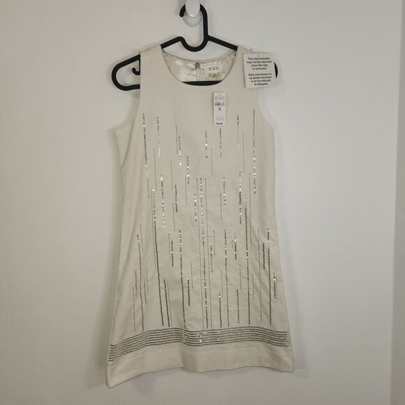 The Children's Place Other - The Children's Place Ivory Sequined Sleeveless Velvet Holiday Dress Size 14 NWT